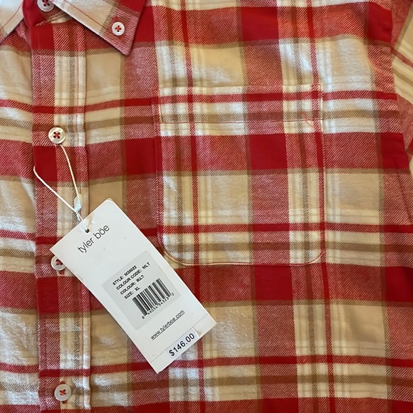 Tyler Boe Red Tan Plaid Flannel Shirt XL Brand New With Tags - Picture 5 of 15